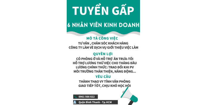 TUYỂN THÊM 3 BẠN NHÂN VIÊN KINH DOANH